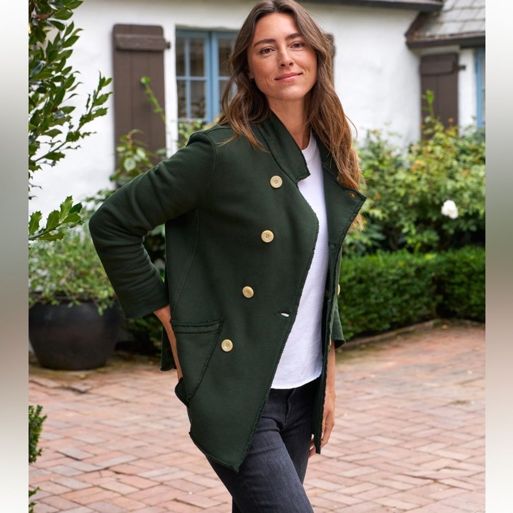 Frank & Eileen Belfast Sweatshirt Peacoat Jacket Triple Fleece Green Size XS